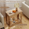 image:imageGiantex Narrow End Table 2Tier Farmhouse Side Table with Open Storage Shelf Arched Wood Night Stand for Bedroom Small Accent Furniture for Living Room Small Spaces OakOak