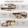 image:imageGiantex Nesting Coffee Table Setof3  Stackable Rectangular Sofa End Side Table wSolid Rubber Wood Legs Vintage Farmhouse Night Stand for Bedroom Living Room Home Office Small Spaces