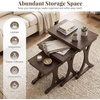 image:imageGiantex Nesting Coffee Table Setof3  Stackable Rectangular Sofa End Side Table wSolid Rubber Wood Legs Vintage Farmhouse Night Stand for Bedroom Living Room Home Office Small Spaces