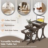 image:imageGiantex Nesting Coffee Table Setof3  Stackable Rectangular Sofa End Side Table wSolid Rubber Wood Legs Vintage Farmhouse Night Stand for Bedroom Living Room Home Office Small Spaces