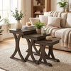 image:imageGiantex Nesting Coffee Table Setof3  Stackable Rectangular Sofa End Side Table wSolid Rubber Wood Legs Vintage Farmhouse Night Stand for Bedroom Living Room Home Office Small Spaces