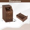 image:imageGiantex Night Stand with Charging Station  Sofa Couch End Side Table wOpen Shelf Storage Drawers USB amp TypeC Port Modern Narrow Nightstand Bedside Table for Bedroom Small Spaces 1 WhiteWalnut