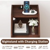 image:imageGiantex Night Stand with Charging Station  Sofa Couch End Side Table wOpen Shelf Storage Drawers USB amp TypeC Port Modern Narrow Nightstand Bedside Table for Bedroom Small Spaces 1 WhiteWalnut