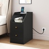 image:imageGiantex Night Stand with Charging Station  Sofa Couch End Side Table wOpen Shelf Storage Drawers USB amp TypeC Port Modern Narrow Nightstand Bedside Table for Bedroom Small Spaces 1 WhiteBlack