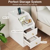 image:imageGiantex Night Stand with Charging Station  Sofa Couch End Side Table wOpen Shelf Storage Drawers USB amp TypeC Port Modern Narrow Nightstand Bedside Table for Bedroom Small Spaces 1 WhiteWhite