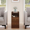 image:imageGiantex Night Stand with Charging Station  Sofa Couch End Side Table wOpen Shelf Storage Drawers USB amp TypeC Port Modern Narrow Nightstand Bedside Table for Bedroom Small Spaces 1 WhiteWalnut