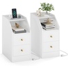 image:imageGiantex Night Stand with Charging Station  Sofa Couch End Side Table wOpen Shelf Storage Drawers USB amp TypeC Port Modern Narrow Nightstand Bedside Table for Bedroom Small Spaces 1 WhiteWhite