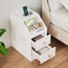 image:imageGiantex Night Stand with Charging Station  Sofa Couch End Side Table wOpen Shelf Storage Drawers USB amp TypeC Port Modern Narrow Nightstand Bedside Table for Bedroom Small Spaces 1 WhiteWhite