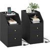 image:imageGiantex Night Stand with Charging Station  Sofa Couch End Side Table wOpen Shelf Storage Drawers USB amp TypeC Port Modern Narrow Nightstand Bedside Table for Bedroom Small Spaces 1 WhiteBlack