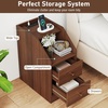 image:imageGiantex Night Stand with Charging Station  Sofa Couch End Side Table wOpen Shelf Storage Drawers USB amp TypeC Port Modern Narrow Nightstand Bedside Table for Bedroom Small Spaces 1 WhiteWalnut