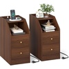 image:imageGiantex Night Stand with Charging Station  Sofa Couch End Side Table wOpen Shelf Storage Drawers USB amp TypeC Port Modern Narrow Nightstand Bedside Table for Bedroom Small Spaces 1 WhiteWalnut