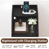 image:imageGiantex Night Stand with Charging Station  Sofa Couch End Side Table wOpen Shelf Storage Drawers USB amp TypeC Port Modern Narrow Nightstand Bedside Table for Bedroom Small Spaces 1 WhiteBlack