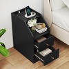 image:imageGiantex Night Stand with Charging Station  Sofa Couch End Side Table wOpen Shelf Storage Drawers USB amp TypeC Port Modern Narrow Nightstand Bedside Table for Bedroom Small Spaces 1 WhiteBlack