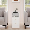 image:imageGiantex Night Stand with Charging Station  Sofa Couch End Side Table wOpen Shelf Storage Drawers USB amp TypeC Port Modern Narrow Nightstand Bedside Table for Bedroom Small Spaces 1 WhiteWhite