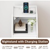 image:imageGiantex Night Stand with Charging Station  Sofa Couch End Side Table wOpen Shelf Storage Drawers USB amp TypeC Port Modern Narrow Nightstand Bedside Table for Bedroom Small Spaces 1 WhiteWhite
