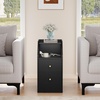 image:imageGiantex Night Stand with Charging Station  Sofa Couch End Side Table wOpen Shelf Storage Drawers USB amp TypeC Port Modern Narrow Nightstand Bedside Table for Bedroom Small Spaces 1 WhiteBlack
