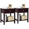 image:imageGiantex Nightstand Wood End Table with Drawer and Open Shelf Night Stand for Small Spaces 2Tier Bedside Table for Living Room Bedroom Dorm Easy Assembly WhiteBrown