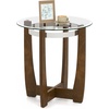 image:imageGiantex Round Glass End Table Set of 2 24 Side Table with Tempered Glass Top Nightstands with Cross amp Solid Rubber Wood Base Compact Bedside Night Stand for Bedroom Office Living Room 2 WalnutWalnut