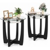 image:imageGiantex Round Glass End Table Set of 2 24 Side Table with Tempered Glass Top Nightstands with Cross amp Solid Rubber Wood Base Compact Bedside Night Stand for Bedroom Office Living Room 2 WalnutBlack