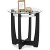 image:imageGiantex Round Glass End Table Set of 2 24 Side Table with Tempered Glass Top Nightstands with Cross amp Solid Rubber Wood Base Compact Bedside Night Stand for Bedroom Office Living Room 2 WalnutBlack