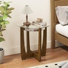 image:imageGiantex Round Glass End Table Set of 2 24 Side Table with Tempered Glass Top Nightstands with Cross amp Solid Rubber Wood Base Compact Bedside Night Stand for Bedroom Office Living Room 2 WalnutWalnut