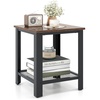 image:imageGiantex 2Tier End Table 16 Inch Small Side Table wMesh Storage Shelf Industrial Telephone Table with HeavyDuty Metal Frame Square Sofa Table for Small Space Living Room Rustic BrownRustic Brown