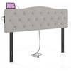 image:imageGiantex Headboard with Charging Station QueenFull Size Tufted Upholstered Head Board w2 AC Outlets USB amp TypeC Ports Rubber Wood Legs Width Adjustable Modern Bed Headboard Only GreyGray