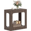 image:imageGiantex Narrow End Table 2Tier Farmhouse Side Table with Open Storage Shelf Arched Wood Night Stand for Bedroom Small Accent Furniture for Living Room Small Spaces OakBrown