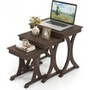 image:imageGiantex Nesting Coffee Table Setof3  Stackable Rectangular Sofa End Side Table wSolid Rubber Wood Legs Vintage Farmhouse Night Stand for Bedroom Living Room Home Office Small Spaces