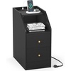 image:imageGiantex Night Stand with Charging Station  Sofa Couch End Side Table wOpen Shelf Storage Drawers USB amp TypeC Port Modern Narrow Nightstand Bedside Table for Bedroom Small Spaces 1 WhiteBlack