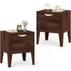 image:imageGiantex Night Stand with Storage Mid Century Modern Wood Bedside Table with Drawer amp Tapered Support Legs 21 Compact Sofa End Couch Side Table for Small Spaces Bedroom Walnut 12