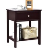 image:imageGiantex Nightstand Wood End Table with Drawer and Open Shelf Night Stand for Small Spaces 2Tier Bedside Table for Living Room Bedroom Dorm Easy Assembly WhiteBrown