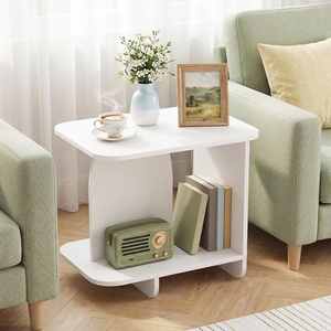 image:imageGiantex 2Tier End Table Set of 2 Modern Sofa Side Table with Open Storage Shelf Wooden Bedside Night Stand for Bedroom Living Room Study Small Spaces Easy Assembly White1