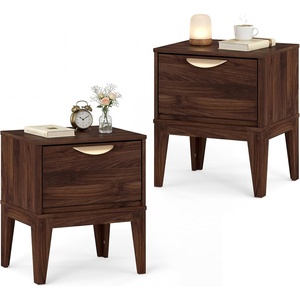 image:imageGiantex Night Stand with Storage Mid Century Modern Wood Bedside Table with Drawer amp Tapered Support Legs 21 Compact Sofa End Couch Side Table for Small Spaces Bedroom Walnut 12