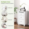 image:imageGiantex Bathroom Floor Cabinet Freestanding Storage Cabinet with 3 Drawers Solid Wood Legs Antitoppling Device Modern Nightstand Sofa Side Table for Living Room Bedroom Entryway White