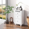 image:imageGiantex Bathroom Floor Cabinet Freestanding Storage Cabinet with 3 Drawers Solid Wood Legs Antitoppling Device Modern Nightstand Sofa Side Table for Living Room Bedroom Entryway White