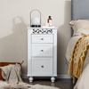 image:imageGiantex Bathroom Floor Cabinet Freestanding Storage Cabinet with 3 Drawers Solid Wood Legs Antitoppling Device Modern Nightstand Sofa Side Table for Living Room Bedroom Entryway White