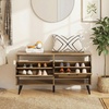 image:imageGiantex Rattan Shoe Storage Bench with 2 Flip Drawers 40 W Entryway Bench with Storage Adjustable Shelves Wooden Shoe Cabinet for Entry Way Hallway Foyer Living Room