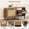 image:imageGiantex Rattan Shoe Storage Bench with 2 Flip Drawers 40 W Entryway Bench with Storage Adjustable Shelves Wooden Shoe Cabinet for Entry Way Hallway Foyer Living Room