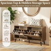 image:imageGiantex Rattan Shoe Storage Bench with 2 Flip Drawers 40 W Entryway Bench with Storage Adjustable Shelves Wooden Shoe Cabinet for Entry Way Hallway Foyer Living Room