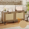 image:imageGiantex Rattan Shoe Storage Bench with 2 Flip Drawers 40 W Entryway Bench with Storage Adjustable Shelves Wooden Shoe Cabinet for Entry Way Hallway Foyer Living Room