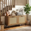 image:imageGiantex Rattan Shoe Storage Bench with 2 Flip Drawers 40 W Entryway Bench with Storage Adjustable Shelves Wooden Shoe Cabinet for Entry Way Hallway Foyer Living Room