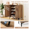 image:imageGiantex Shoe Cabinet 4Tier Wooden Shoe Rack Cabinet with Marble Pattern Doors amp Removable Shelves Freestanding Shoe Storage Cabinet for Entryway Hallway Living RoomHollow Woven Door