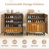 image:imageGiantex Shoe Cabinet 4Tier Wooden Shoe Rack Cabinet with Marble Pattern Doors amp Removable Shelves Freestanding Shoe Storage Cabinet for Entryway Hallway Living RoomHollow Woven Door