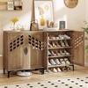 image:imageGiantex Shoe Cabinet 4Tier Wooden Shoe Rack Cabinet with Marble Pattern Doors amp Removable Shelves Freestanding Shoe Storage Cabinet for Entryway Hallway Living RoomHollow Woven Door