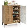 image:imageGiantex Shoe Cabinet 4Tier Wooden Shoe Rack Cabinet with Marble Pattern Doors amp Removable Shelves Freestanding Shoe Storage Cabinet for Entryway Hallway Living RoomMarble Pattern Door