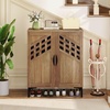 image:imageGiantex Shoe Cabinet 4Tier Wooden Shoe Rack Cabinet with Marble Pattern Doors amp Removable Shelves Freestanding Shoe Storage Cabinet for Entryway Hallway Living RoomHollow Woven Door