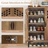 image:imageGiantex Shoe Cabinet 4Tier Wooden Shoe Rack Cabinet with Marble Pattern Doors amp Removable Shelves Freestanding Shoe Storage Cabinet for Entryway Hallway Living RoomHollow Woven Door