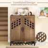 image:imageGiantex Shoe Cabinet 4Tier Wooden Shoe Rack Cabinet with Marble Pattern Doors amp Removable Shelves Freestanding Shoe Storage Cabinet for Entryway Hallway Living RoomHollow Woven Door