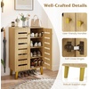 image:imageGiantex Shoe Cabinet with Doors 4Tier Freestanding Shoe Rack Cabinet wVentilated Slatted Doors amp Adjustable Shelves Modern Wooden Shoe Storage Cabinet for Entryway Hallway Closet Living RoomSlatted Door